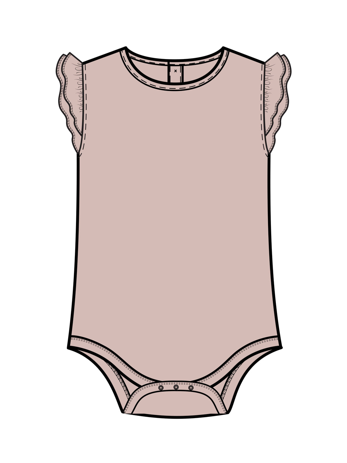 Maggie Ribbed SS Bodysuit Ruffle - Rosa