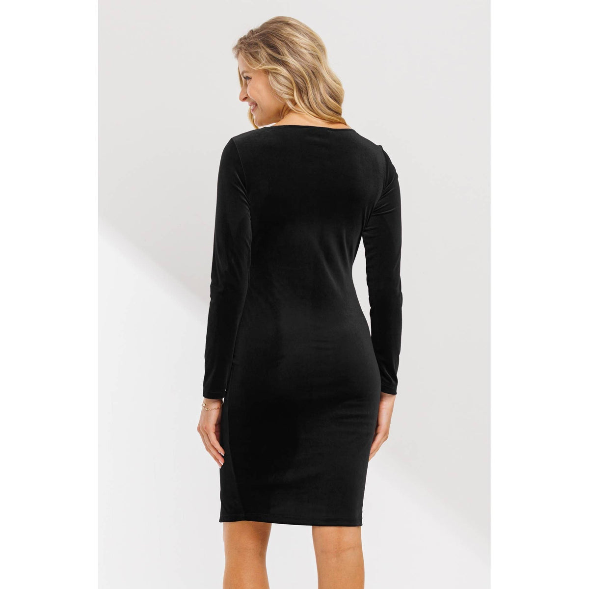 Velvet Mini Dress Maternity - Black
