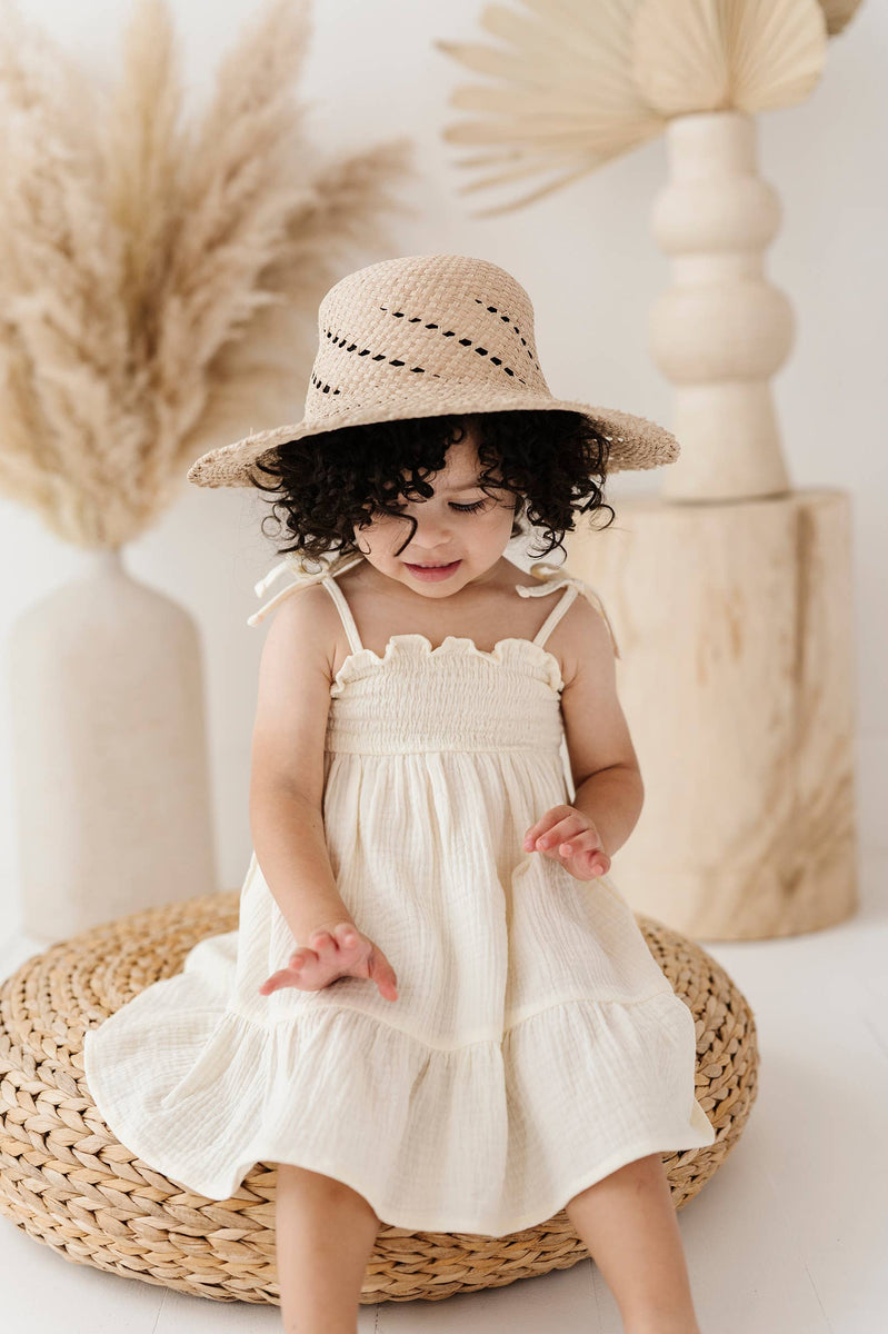 knee length dresses for ladies Beige Smocked Mini Dress