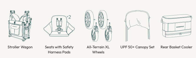 W2 Luxe Pro Double Seater Stroller Wagon