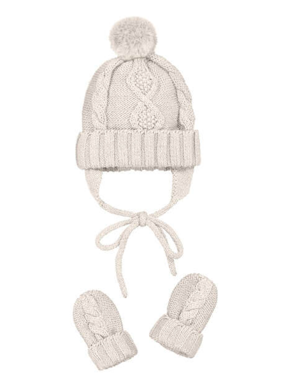 Mayoral Hat/Mittens Set - Milk