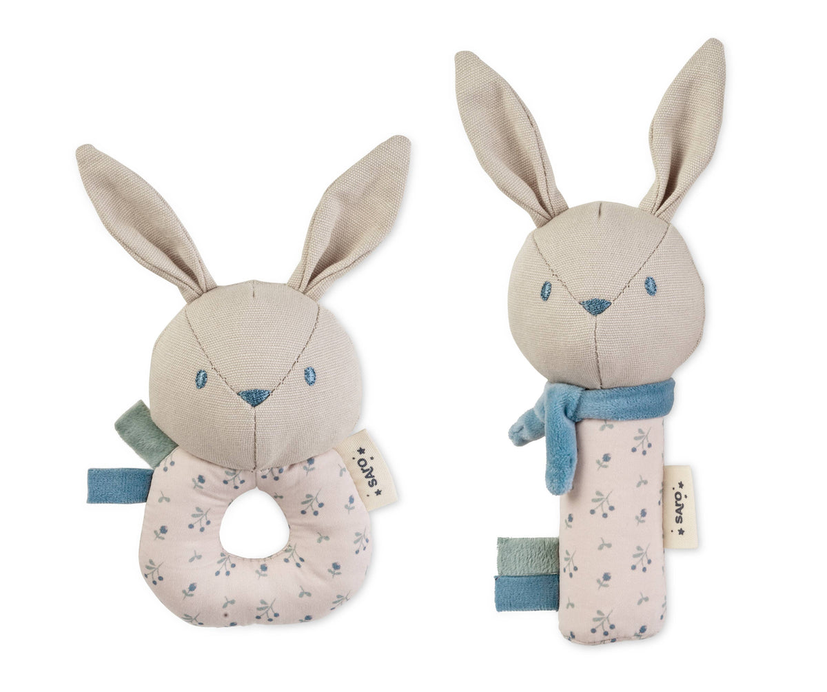 Plush bunny rattle-blue