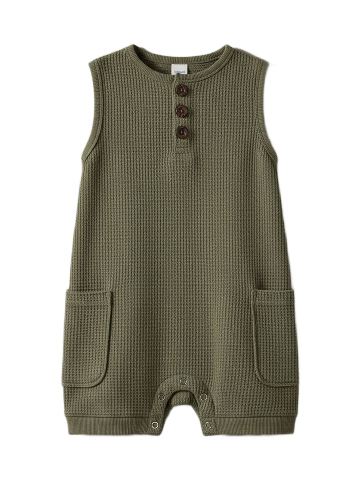 Percy Waffle Short Romper - Fern
