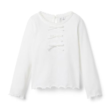 J&J - Bow LS Top - White