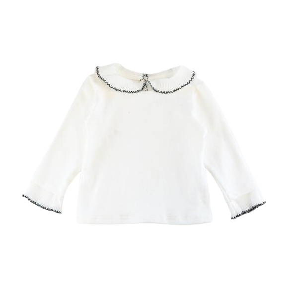 White Pleated Collar Top