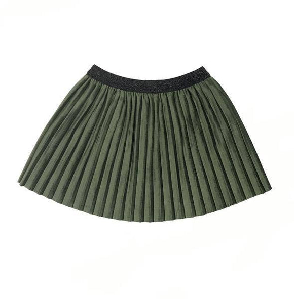 Forest Velvet Pleated Skirt
