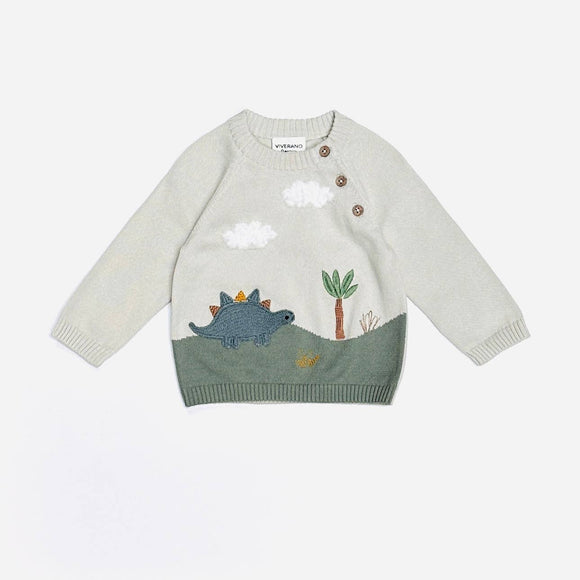 Viverano Organics - Dino Applique Button Pullover Sweater