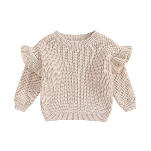 Enchanted Beauties - Flutter Sleeve Knit Sweater ~ Tan: 0-6M