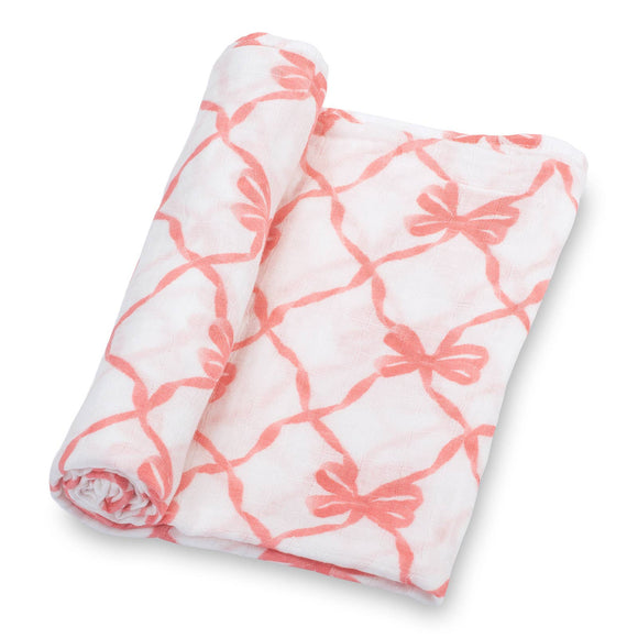 Beautiful Bows Muslin Swaddle Blanket