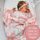 Beautiful Bows Muslin Swaddle Blanket