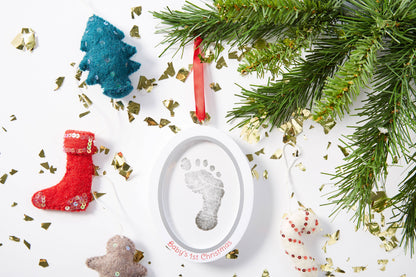 Double-Sided Photo & Babyprint Christmas Ornament Kit, White