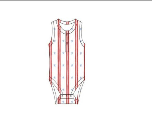 Stars & Stripes Henley Bamboo Romper