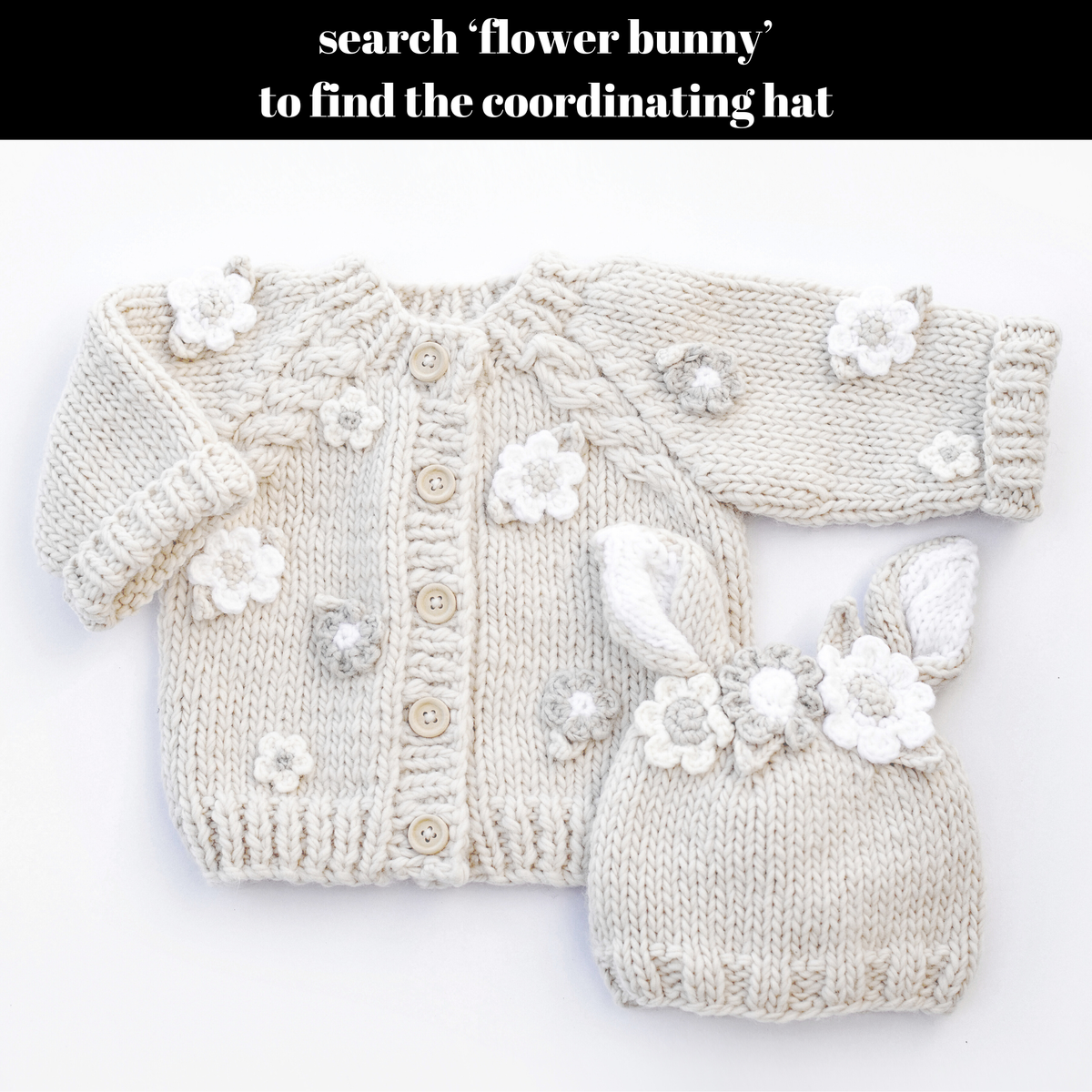 Knit Sweater Natural - Flowers