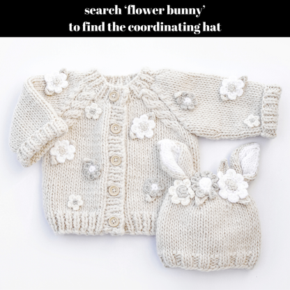 Knit Sweater Natural - Flowers