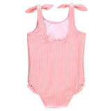 RuffleButts - Pink Seersucker Tie Shoulder One Piece