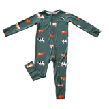 bug + bean kids - Bamboo Zip Romper - Green Cow