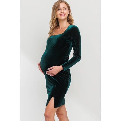 Green Velvet Mini Dress Maternity