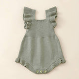 Knit Flutter Romper-Sage