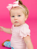 Baby Girls Pink Knit Puff Sleeve Bodysuit
