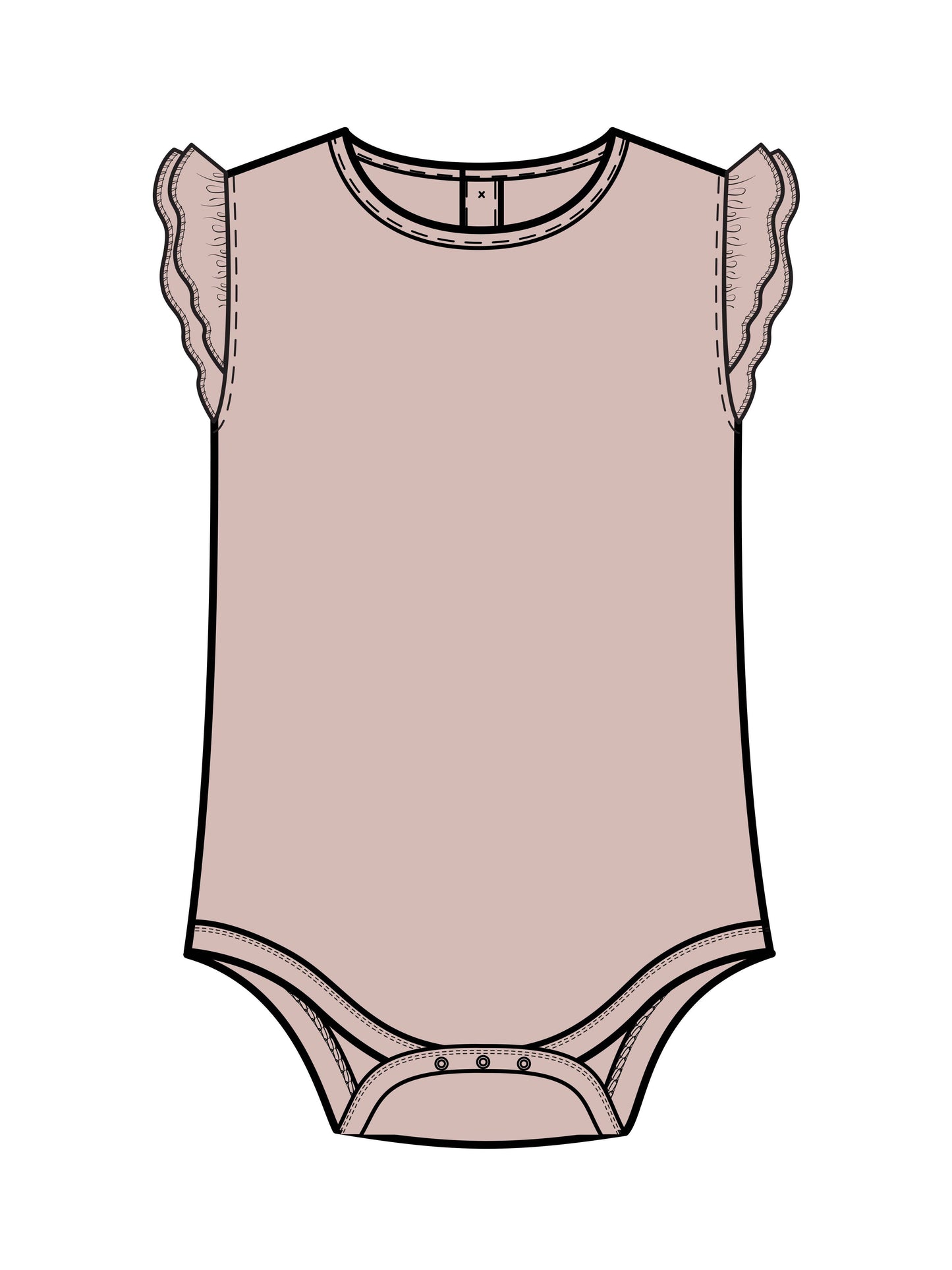 Maggie Ribbed SS Bodysuit Ruffle - Rosa