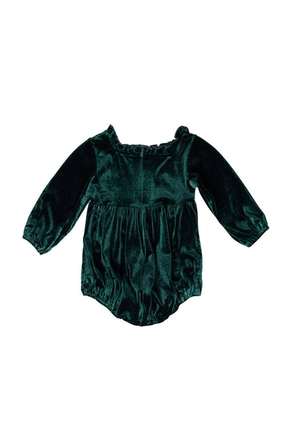 Cypress Romper in Green Velvet