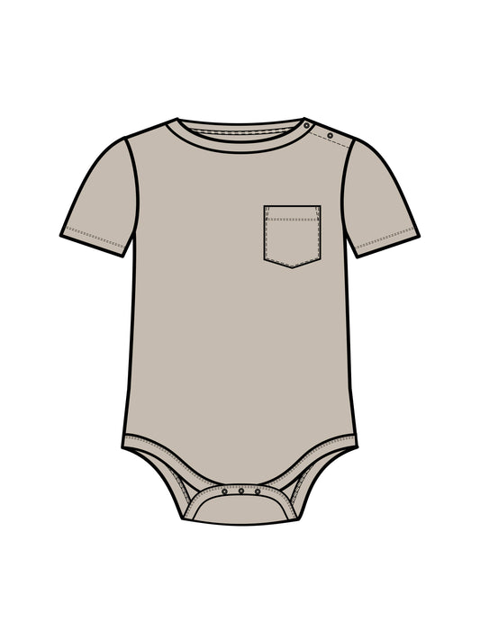 Dana Ribbed SS Pocket Bodysuit - Oat