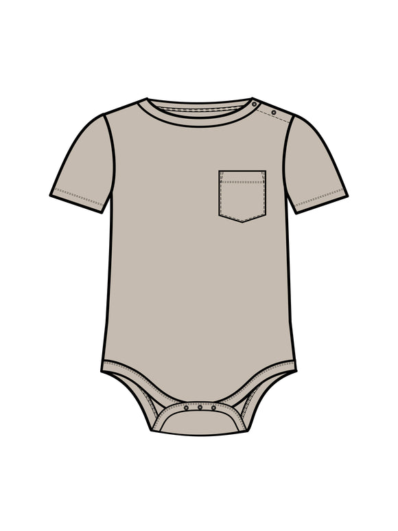 Dana Ribbed SS Pocket Bodysuit - Oat