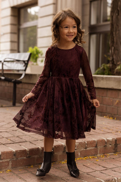 Mini Blair Dress - Maroon Burnout