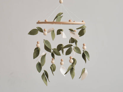 Baby Forest Mobile, Green Floral Nursery Mobile Shower Gift