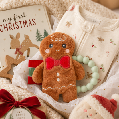 Baby Crinkle Teether Toy, Gingerbread, Christmas Toy