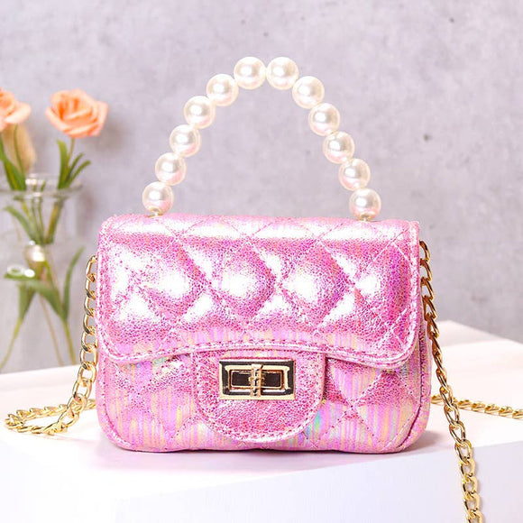 Shiny Quilted Purse - Pink