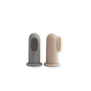 Silicone Finger Toothbrush Set - Tan