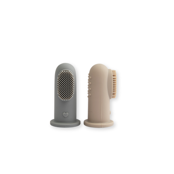 Silicone Finger Toothbrush Set - Tan