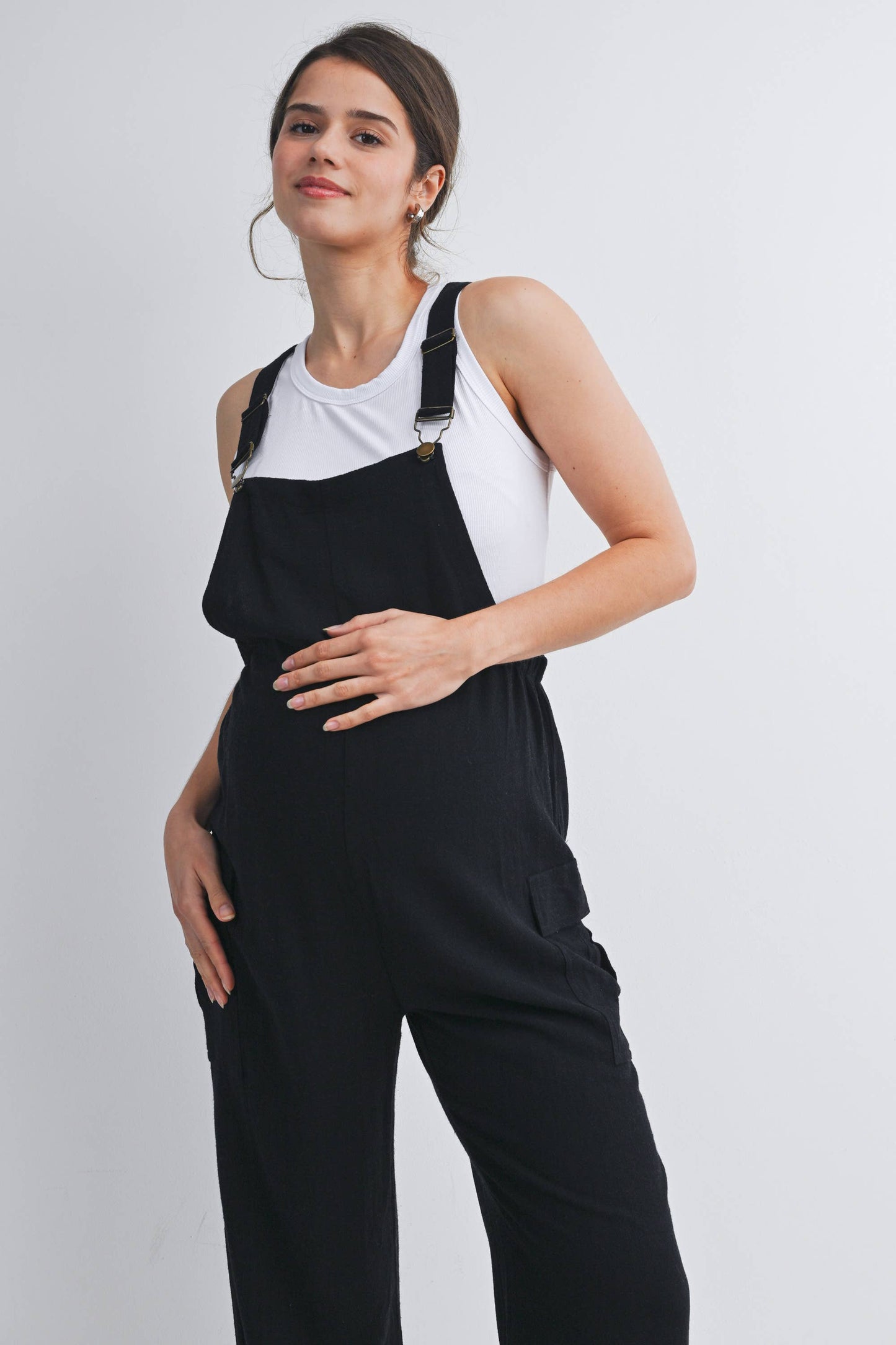 Black Adjustable Overalls Maternity