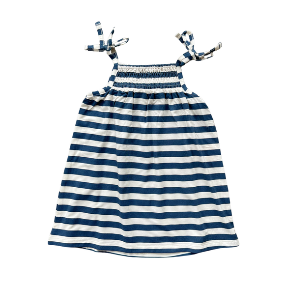 Smocked Dress: Naval Stripe