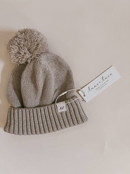 LL Pom Beanie - Heather Beige