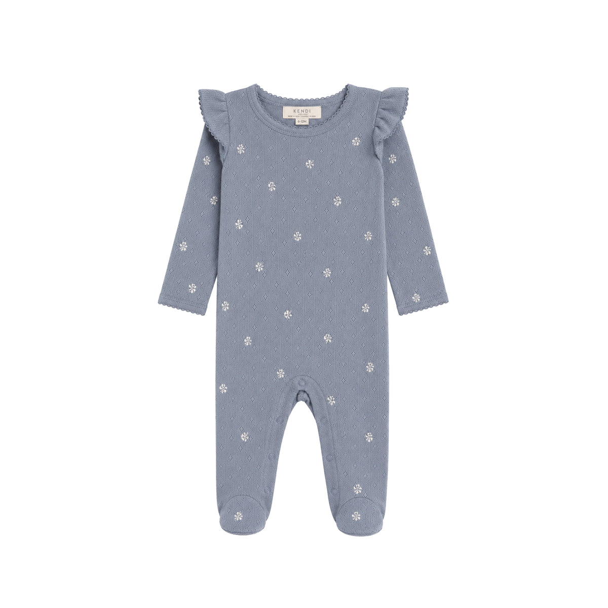 Ruffle Footed Romper - Macy Blue