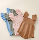 Knit Flutter Romper - Blush