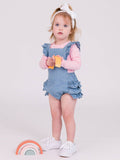 Denim Flutter Overall Romper