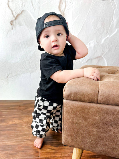 BLACK & WHITE CHECKERED | CARGO SWEATPANTS