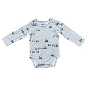 Long Sleeve Bodysuit Bamboo - Trains