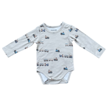 Long Sleeve Bodysuit Bamboo - Trains
