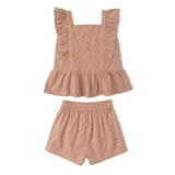 Organic Eyelet Shorts Set - Clay