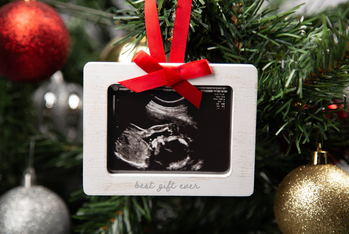 Baby Sonogram Christmas Ornament, Best Gift Ever, White