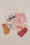 babysprouts clothing company: Boxy Tee in Pink Lemonade Checkered RUN