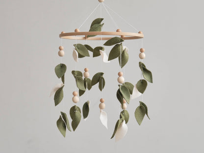 Baby Forest Mobile, Green Floral Nursery Mobile Shower Gift