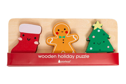 Wooden Christmas Shapes Puzzle, Developmental Learning Toy