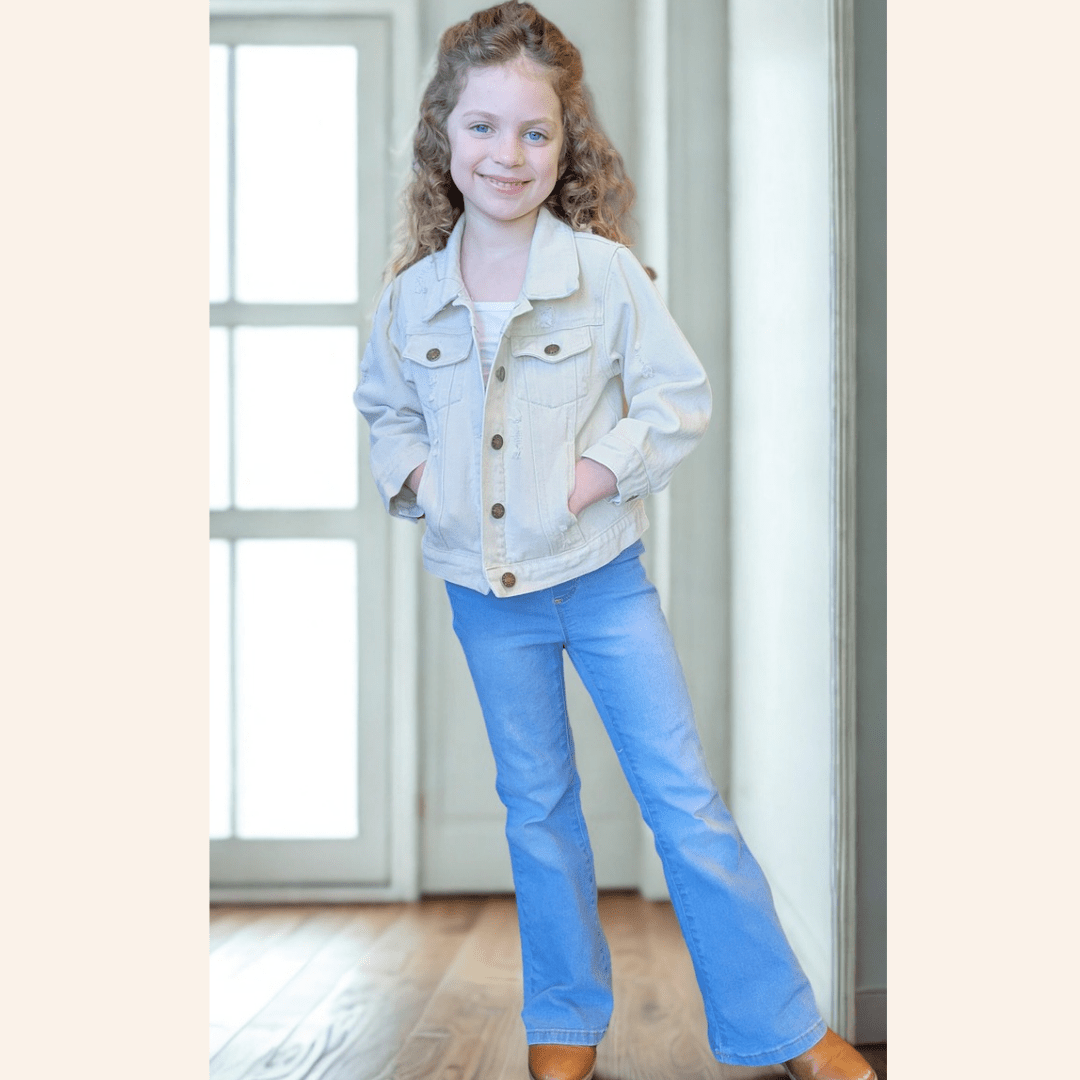 Khaki Distressed Jean Jacket
