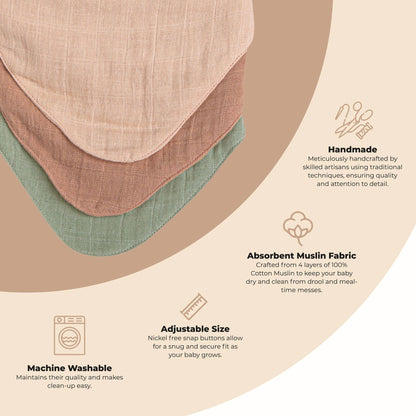 Muslin Bib Set - Rose