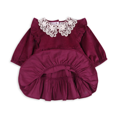 Corduroy Dress Set - Raspberry